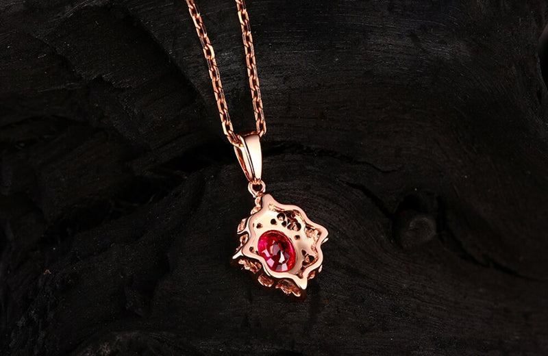 18k Rose Gold 0.52ct Ruby and Diamond Engagement Pendant for Women