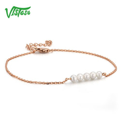 14K Rose Gold Pearl Bracelet for Women