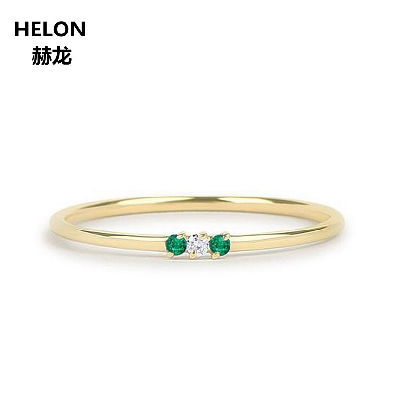 Solid 14k Yellow/Rose/White Gold Natural Emerald and Diamond Ring
