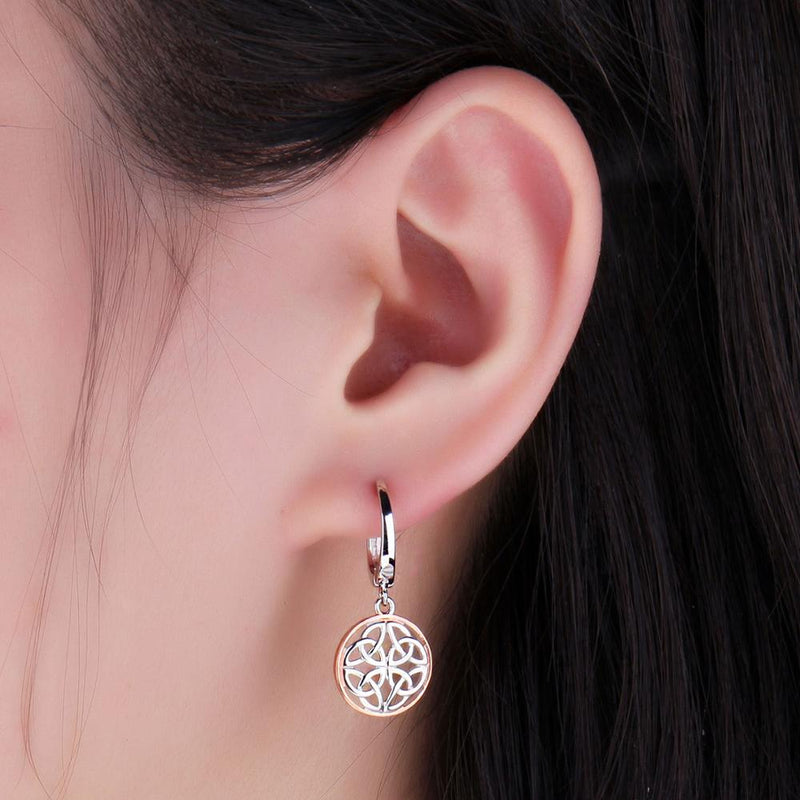 Rose Gold Sterling Silver Celtic Knot Hoop Earrings for Women