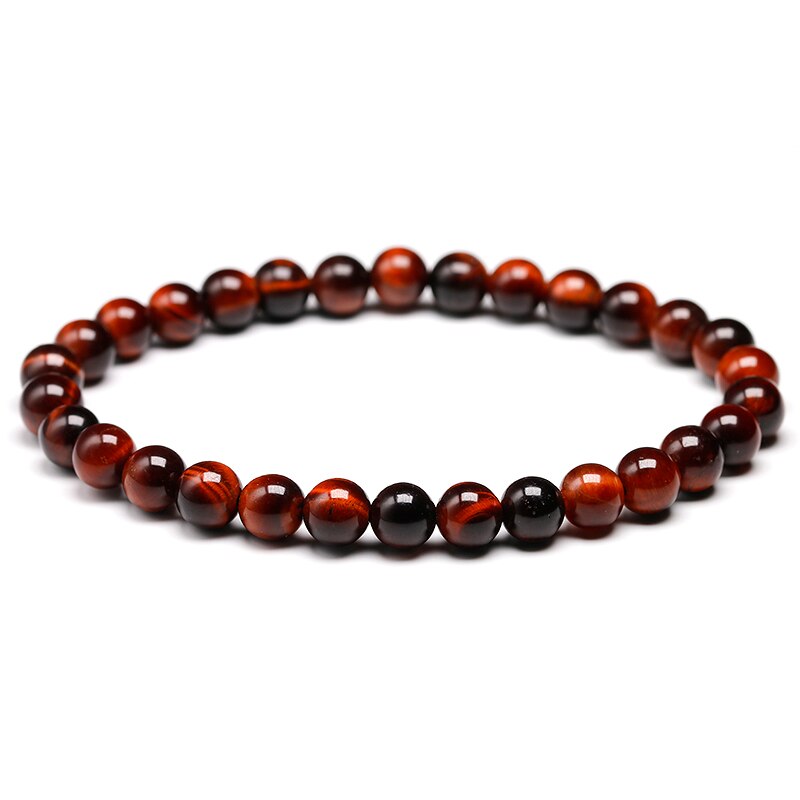 Sterling Silver Red Tiger Eye Beads Bracelet for Men & Women