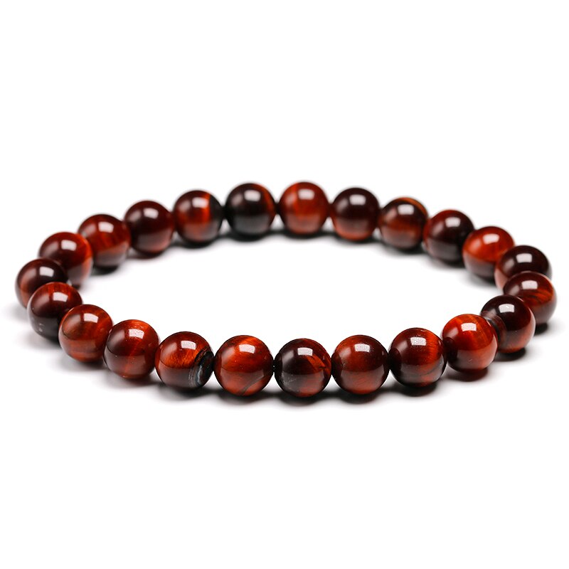 Sterling Silver Red Tiger Eye Beads Bracelet for Men & Women