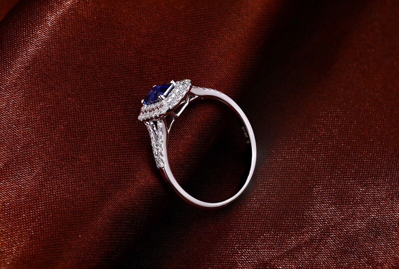 14kt White Gold Sapphire and Diamond Engagement Ring for Her