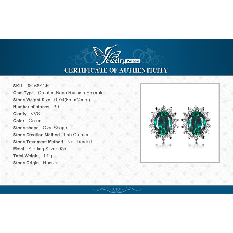 Sterling Silver Green Emerald Simulated Gemstone Crown Earrings for Women