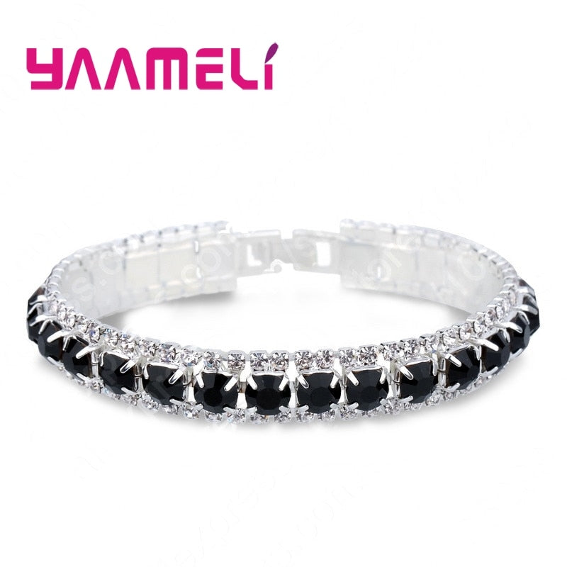 925 Sterling Silver Austrian Zircon Bangle available in 14 Colors
