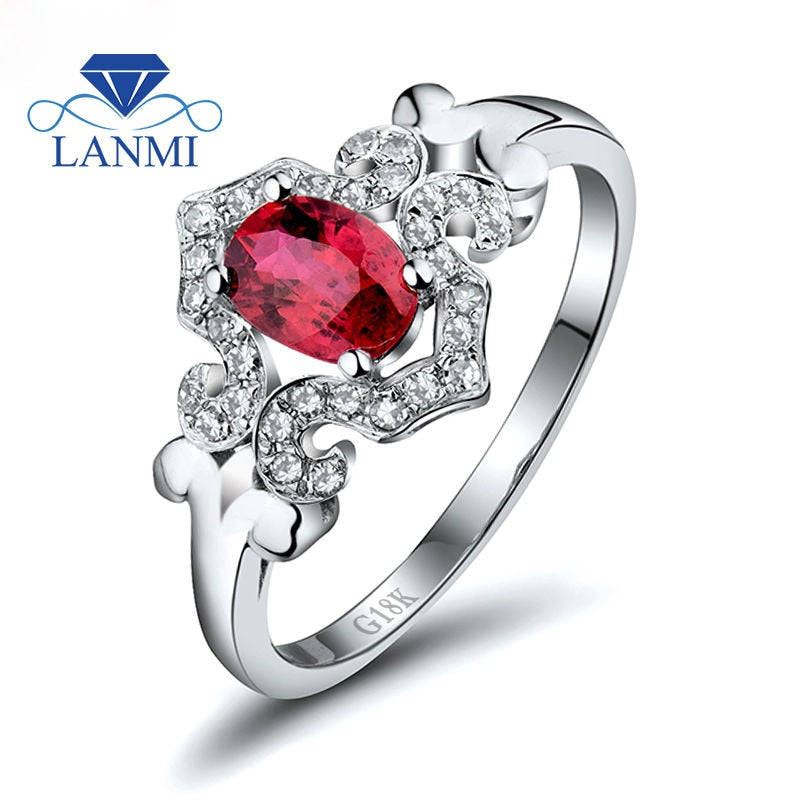 18K White Gold Ruby & Diamond Ring for Women