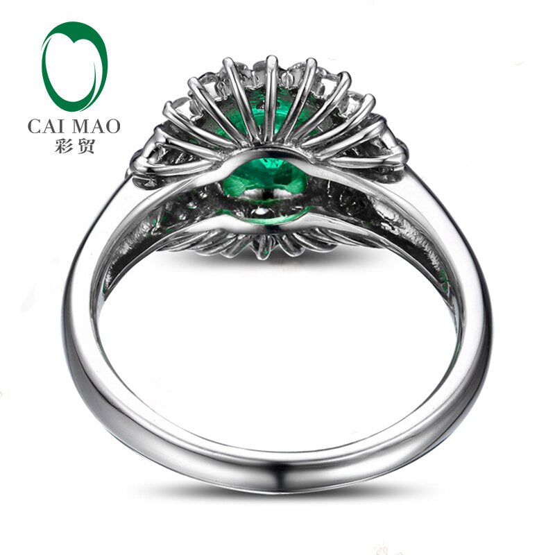 14k White Gold Emerald 0.48ct Diamond Ring for Her