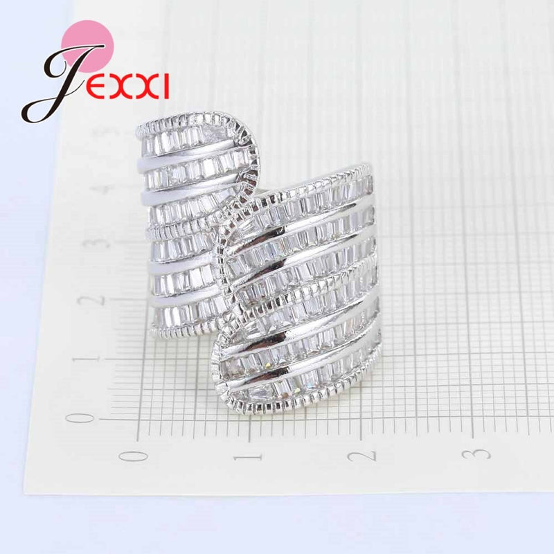 925 Sterling Silver White Stone Punk Ring for Women