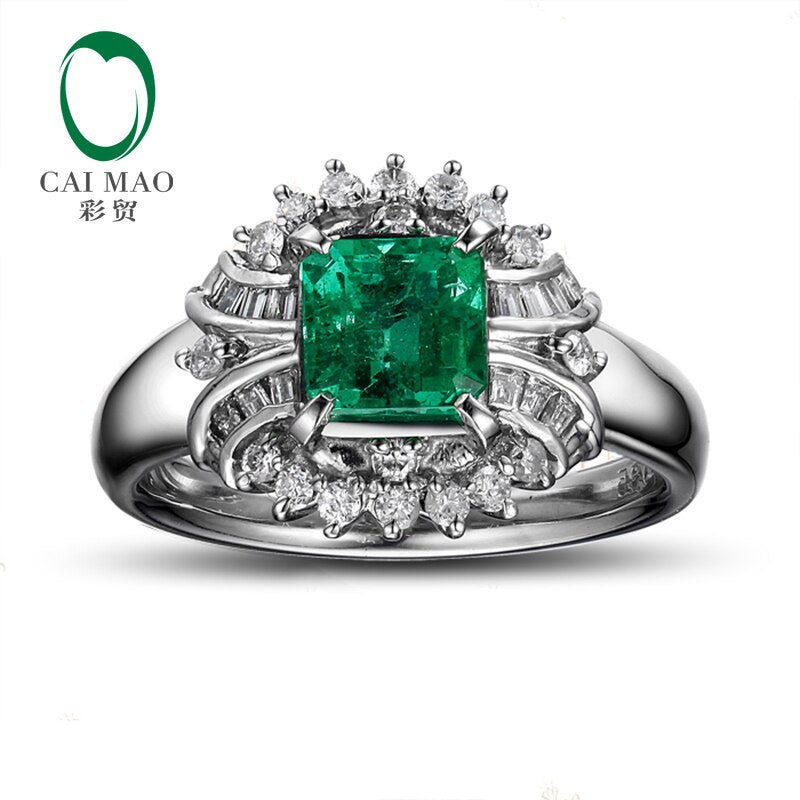 14k White Gold Emerald 0.48ct Diamond Ring for Her