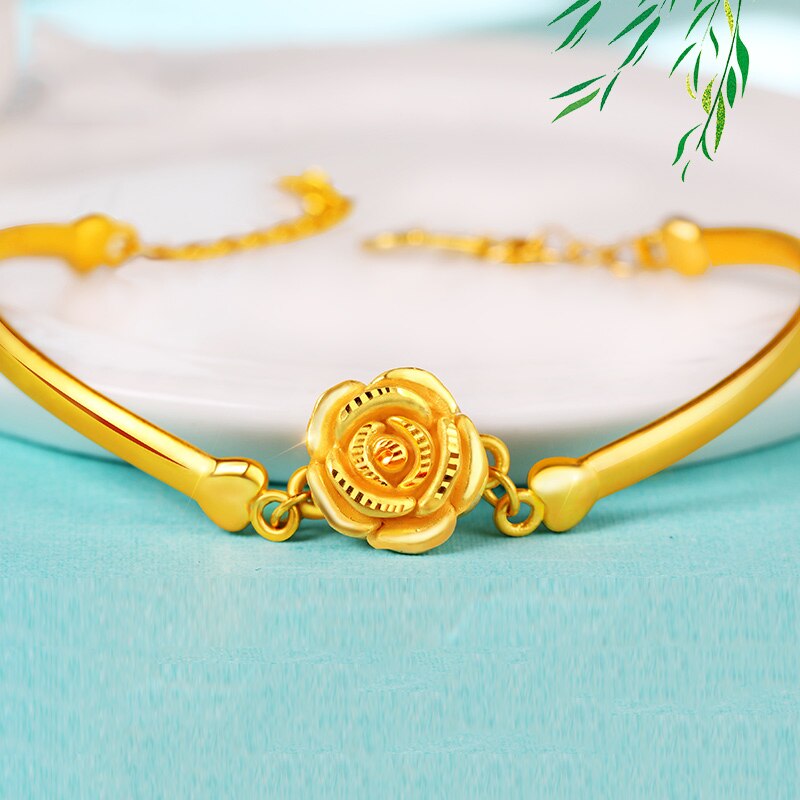 24K Gold Rose Bracelet for Women