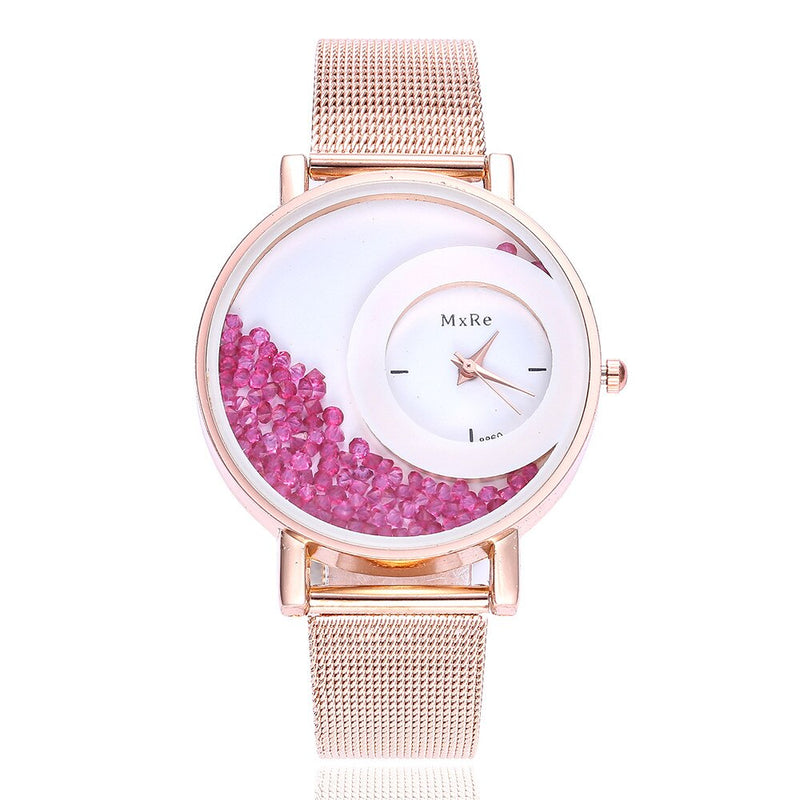 Ladies Watch Stainless Steel New Fashion Leather Strap Women Rhinestone Wrist Watches Casual Women Dress Watches Crystal #T