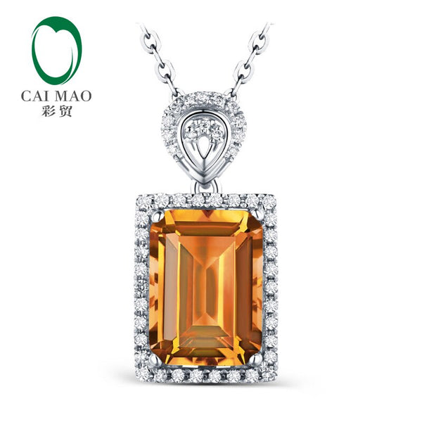 14kt White Gold Citrine and Diamond Pendant for Her