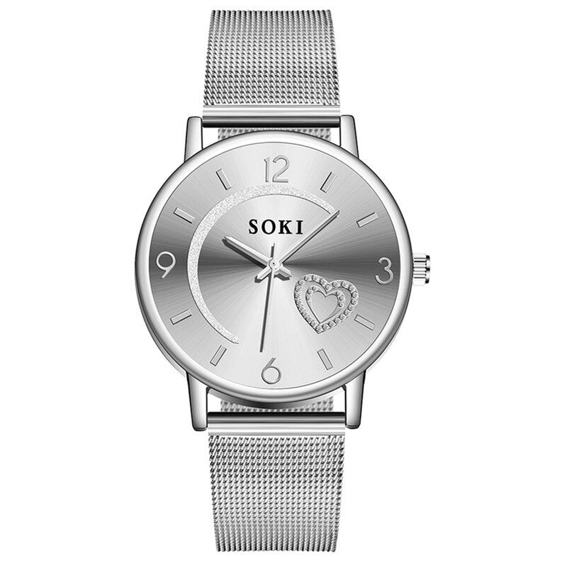 Women Watches Luxury Mesh Stainless Steel Belt Quartz Ladies Wristwatch New 2019 Fashion Love Diamond Watch Female Clock /C