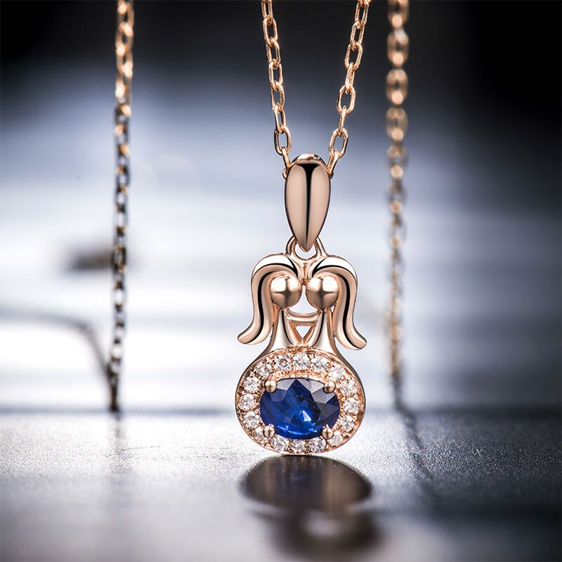 18K Rose Gold Sapphire Pendant for Women