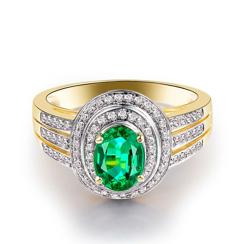 14kt Yellow Gold Emerald Oval 6x8mm 2.16ct Wedding Ring for Women