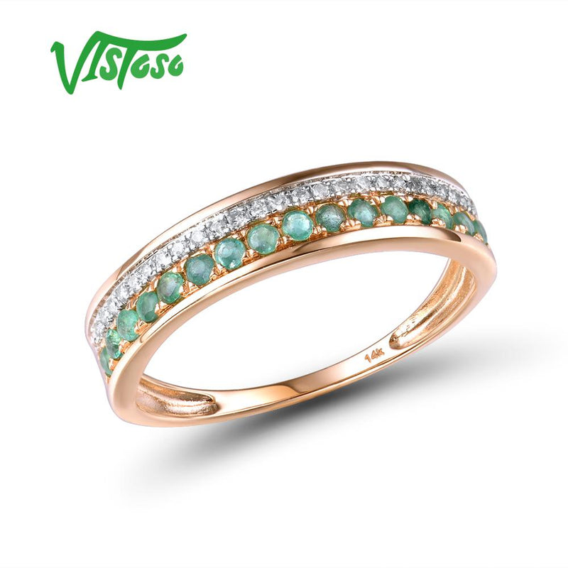 14K Rose Gold Diamond and Gemstone Ring for Her