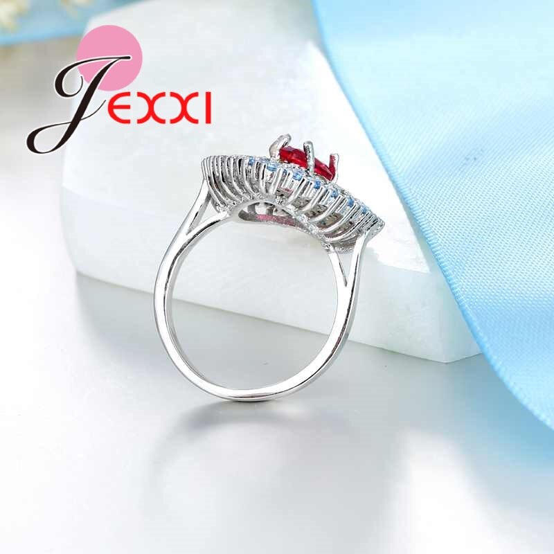 925 Sterling Silver Cubic Zirconia Water Drop Rings for Women