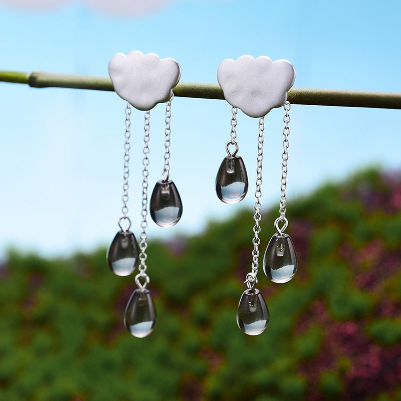 Sterling Silver Crystal Charm Drop Earrings for Women