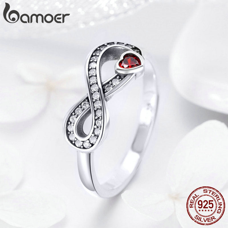 925 Sterling Silver Infinity Heart CZ Ring for Women