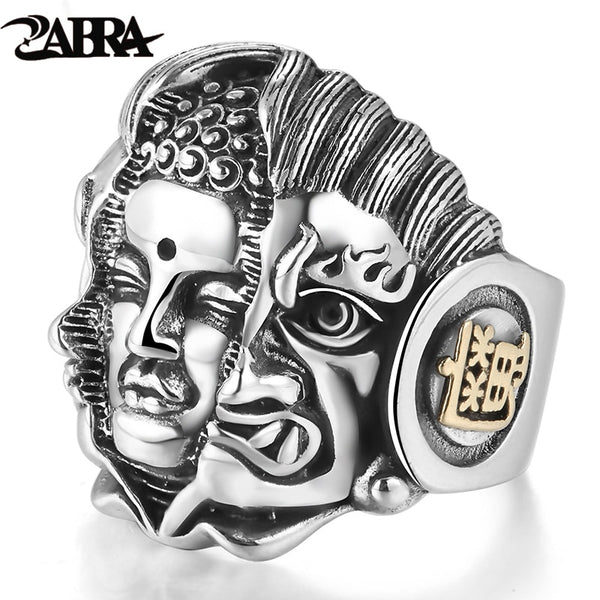 ZABRA 925 Sterling Silver Vintage Religion Buddhist Pray Adjustable Ring
