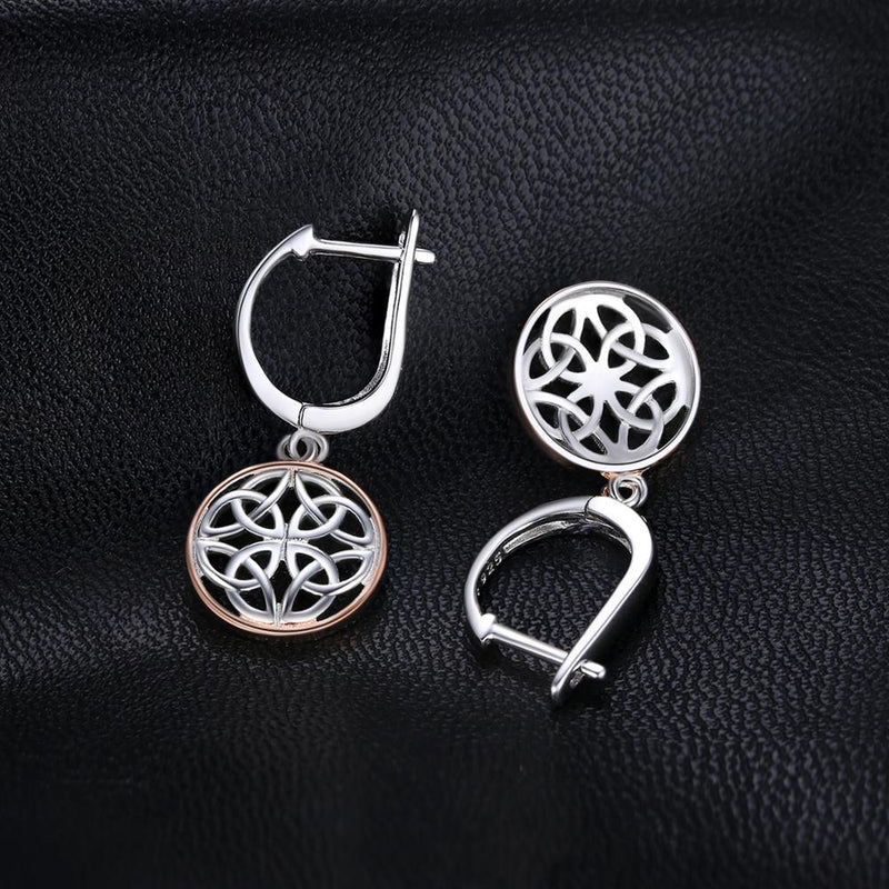 Rose Gold Sterling Silver Celtic Knot Hoop Earrings for Women