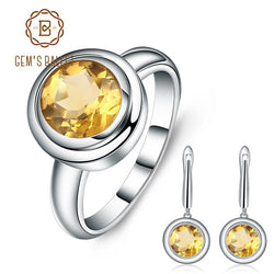 GEMS BALLET925 Sterling Silver Natural Citrine Classic Earrings & Ring Jewelry Set