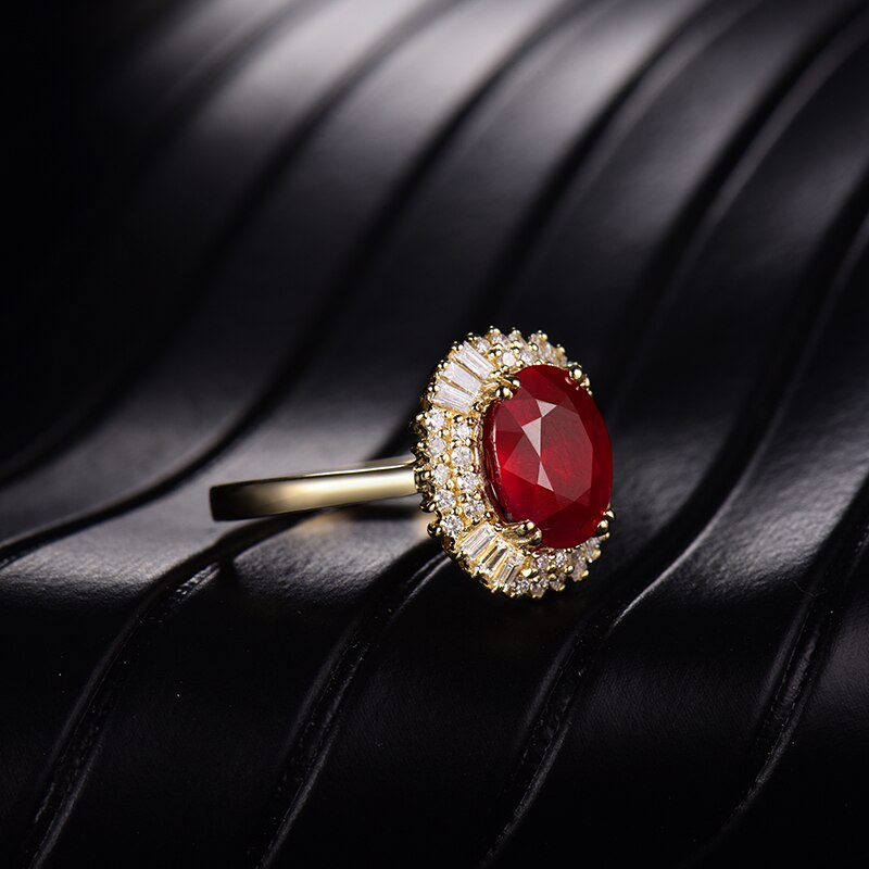 14K Yellow Gold 3.83ct Ruby Diamond Ring for Her