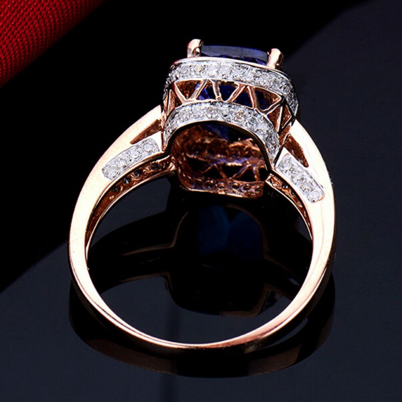 14K Rose Gold Tanzanite Cushion Engagement Ring