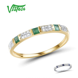 14K Yellow/White Gold Diamond and Blue Sapphire Emerald Ring for Women