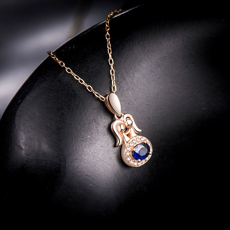 18K Rose Gold Sapphire Pendant for Women