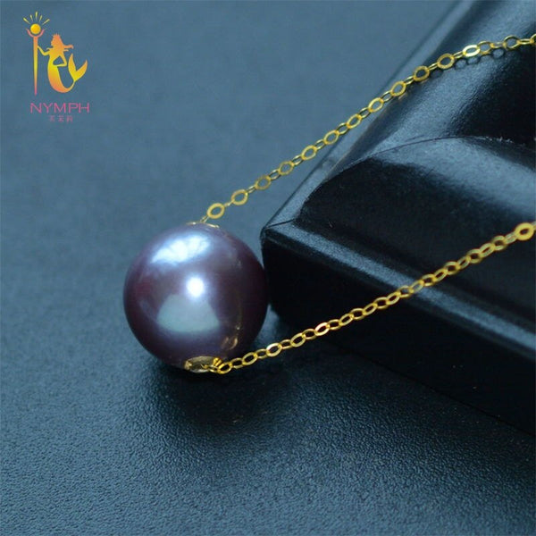 18K Gold Purple Edison Pearl Pendant Necklace for Women