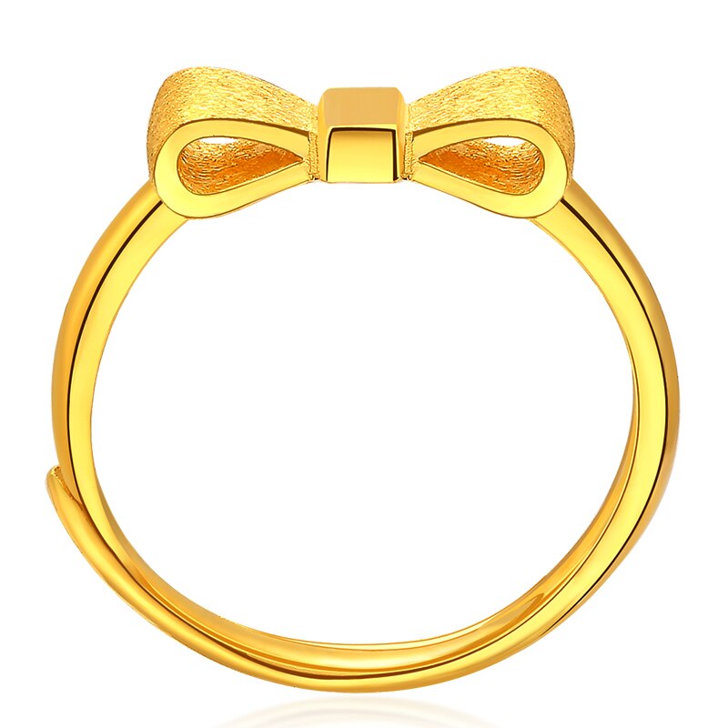 XXX 24K AU 999 Pure Solid Gold Fashion Bow-knot Classic Ring