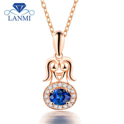 18K Rose Gold Sapphire Pendant for Women