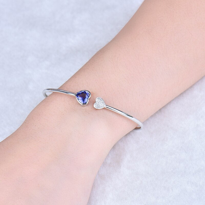 18K White Gold Tanzanite Diamond Bracelet for Girl