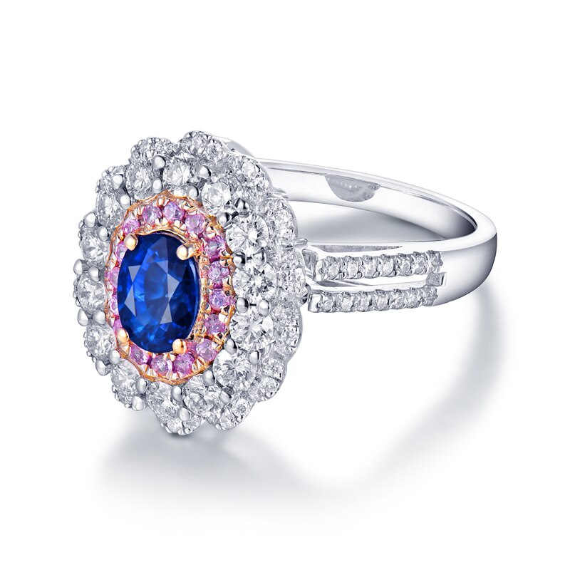 18K White Gold Oval Sapphire Wedding Rings for Women