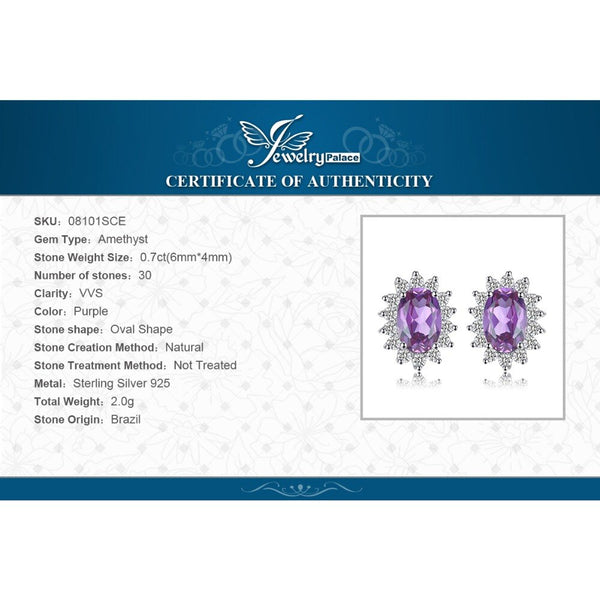 925 Sterling Silver Amethyst Halo Stud Earrings for Woman