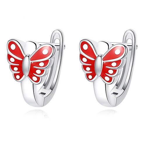 925 Sterling Silver Multicolored Enamel Butterfly Stud Earrings