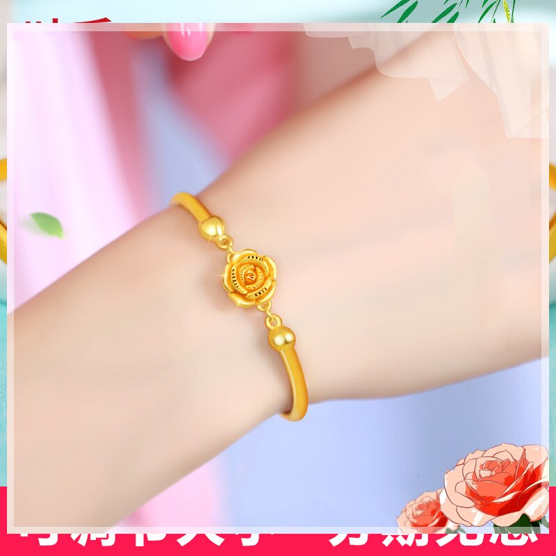 24K Gold Rose Bracelet for Women