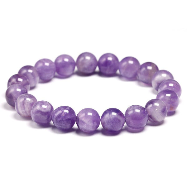 Sterling Silver Natural Light Purple Amethyst Stretch Bracelet for Women