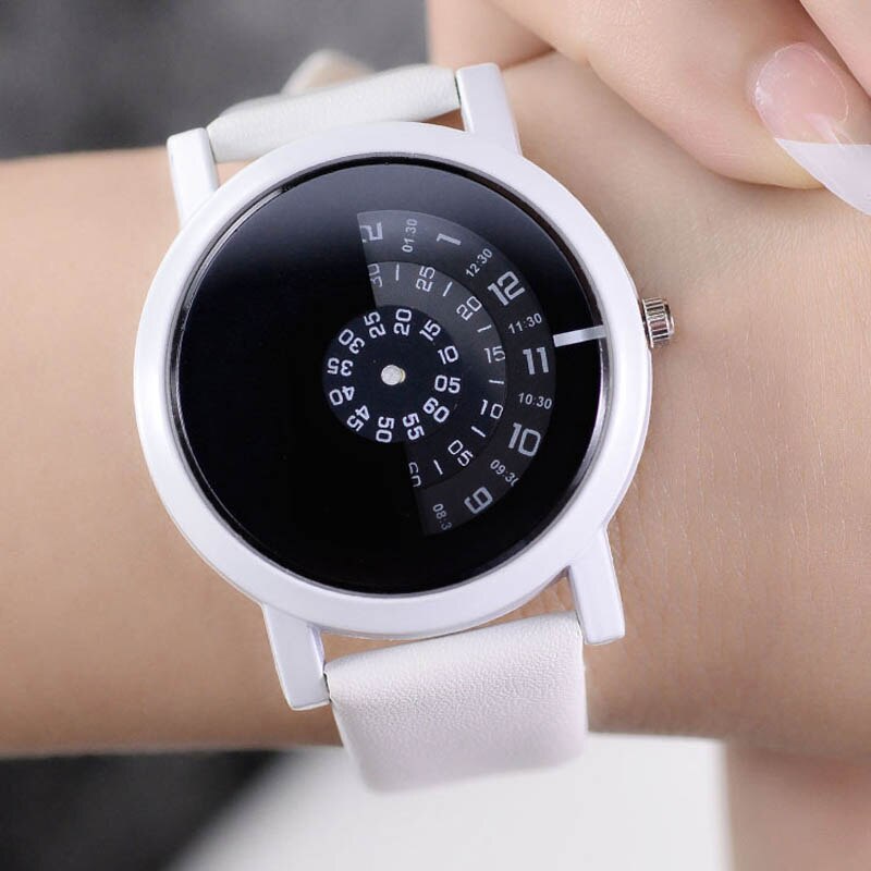 Fashion Women Men Quartz Watch Lovers Couple PU Leather Wristwatch Simple Turntable Clock Gifts @17 TT@88