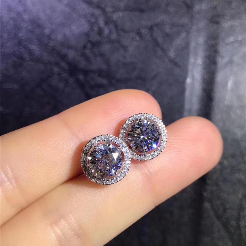 1.00ct round cut Moissanite 925 sterling Silver Earrings