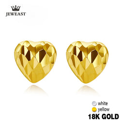 18k Pure White/Yellow Gold Classic Heart Earring