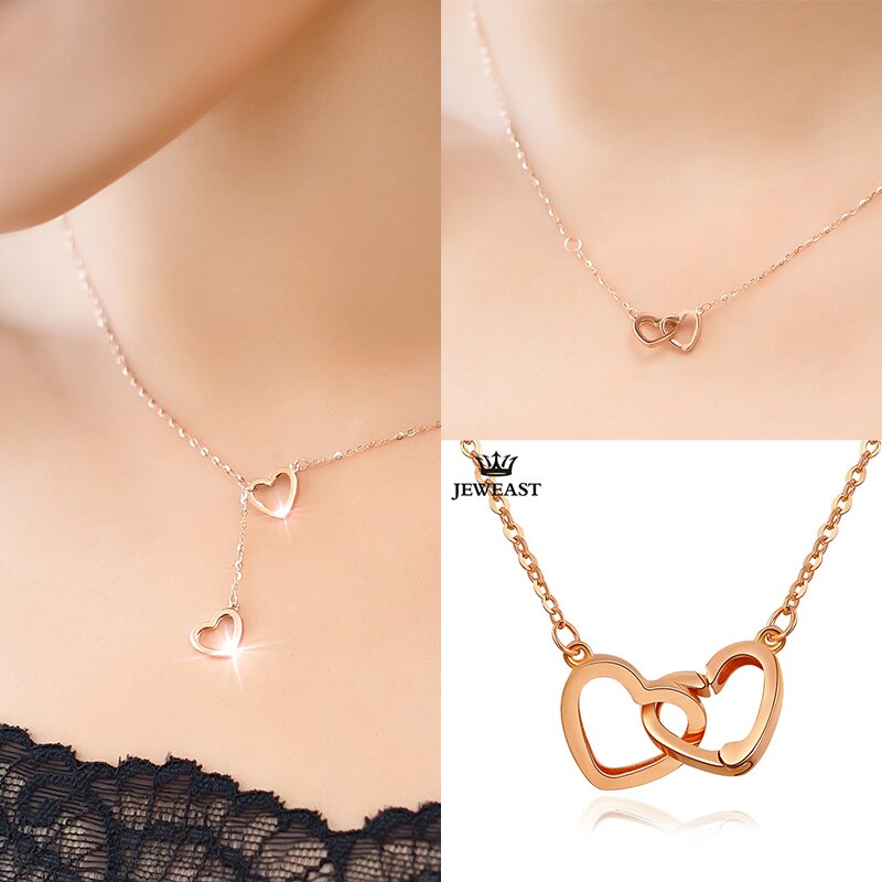 Pure 18K Gold Charm Heart Pendant Necklace