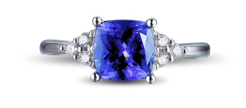 White Gold 1.54 ctw Tanzanite and Diamond Ring for Women