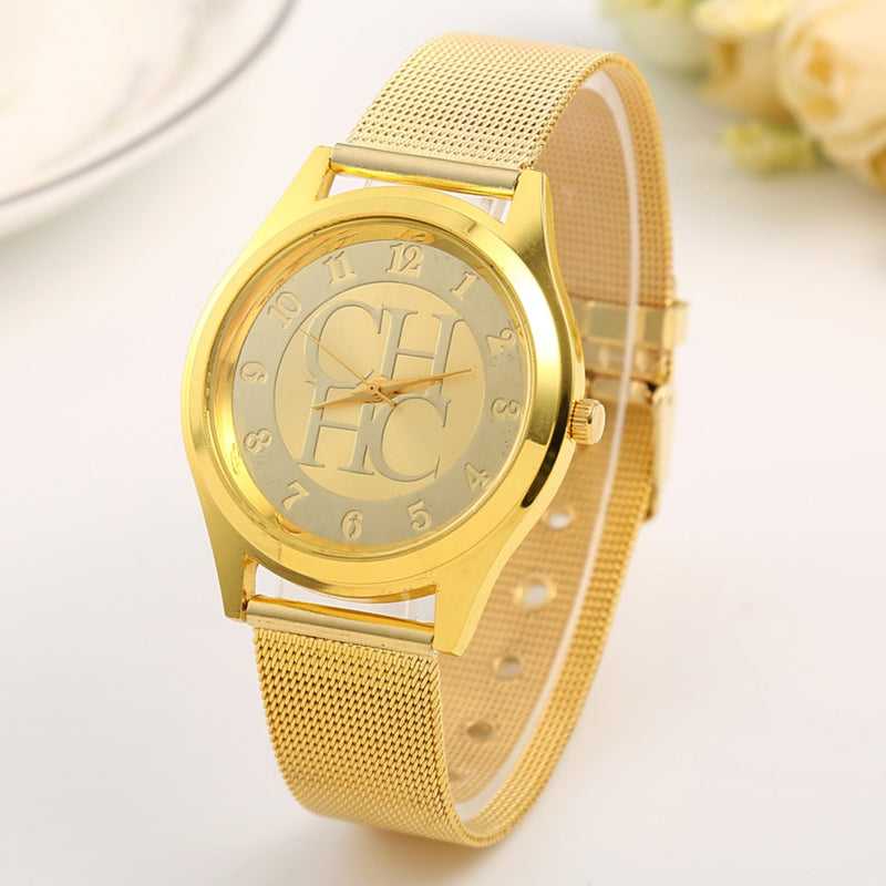 New Brand Gold Geneva Casual Quartz Watch Women Metal Mesh Stainless Steel Dress Wrist Watches Relogio Feminino Clock Hot Sale