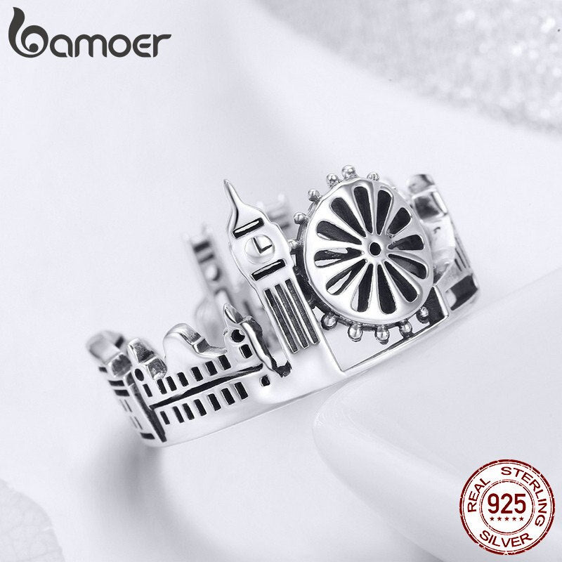 BAMOER High Quality 925 Sterling Silver London City Ring