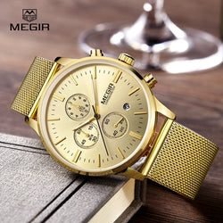 Stainless Steel Quartz Watch with Mesh Band for Men