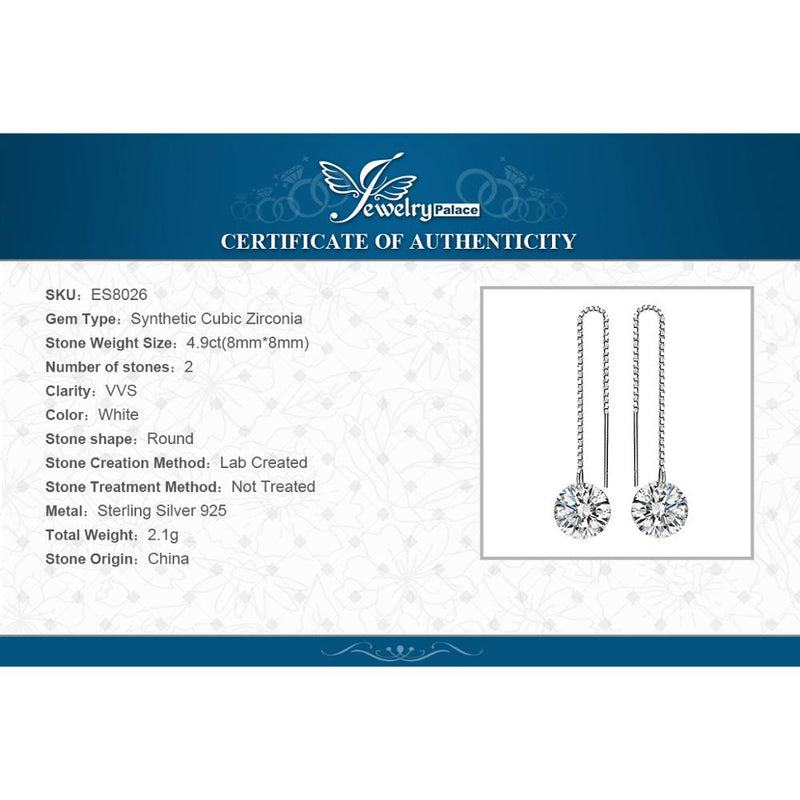 JewelryPalace 925 Sterling Silver Cubic Zirconia Long Drop Earrings