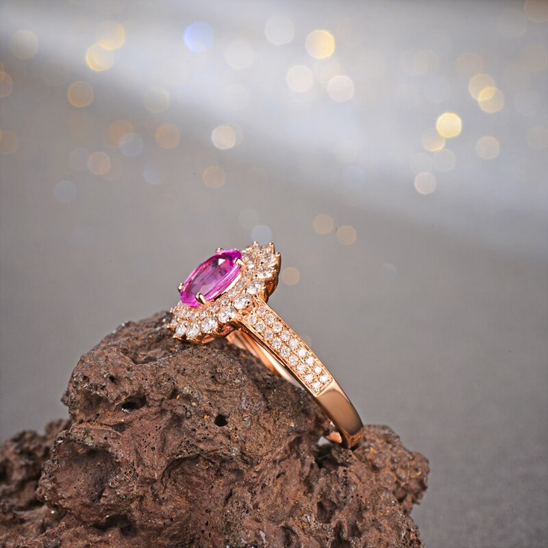 18k Gold Pink Sapphire and Diamond Eternity Ring for Women