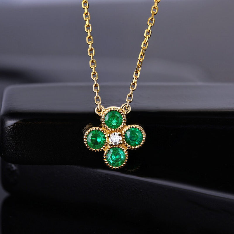 18kt Yellow Gold Emerald and Diamond Pendant for Her